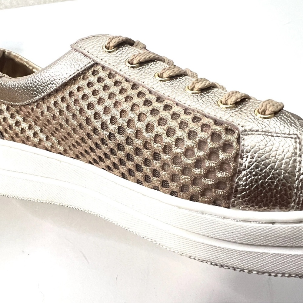 Steve Madden STEVEN Napa natural comfort leather gold sneakers gym shoes - Picture 9 of 11